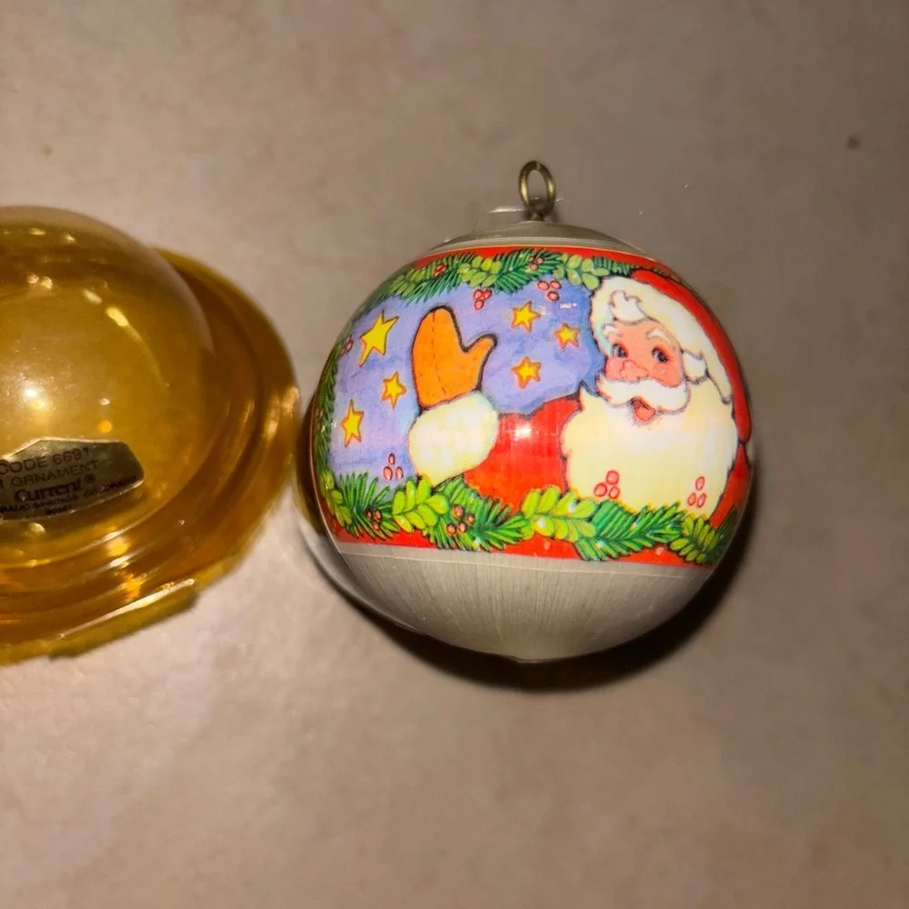 Vintage 1979 Current Inc. Satin Ball Christmas Ornament Santa Clause Teddy Bear - Picture 2 of 8